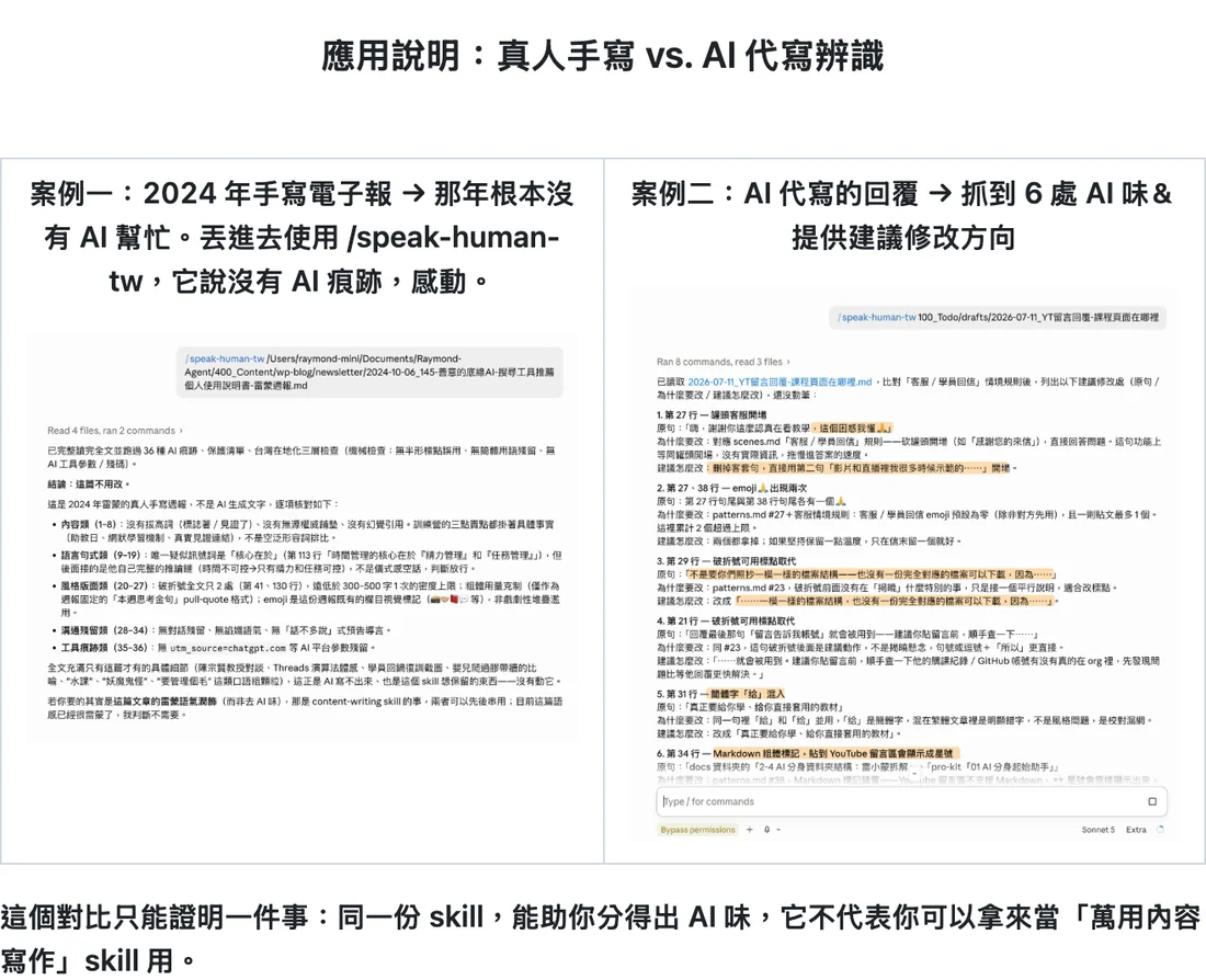 GitHub README:真人手寫 vs. AI 代寫辨識案例